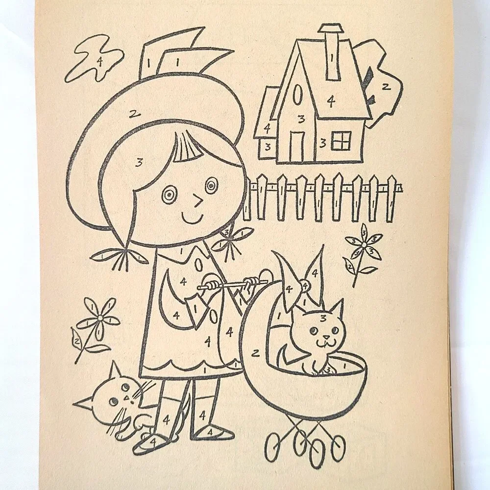 Vintage 1960s Childrens Color By The Numbers Coloring Activity Book Lowe Retro